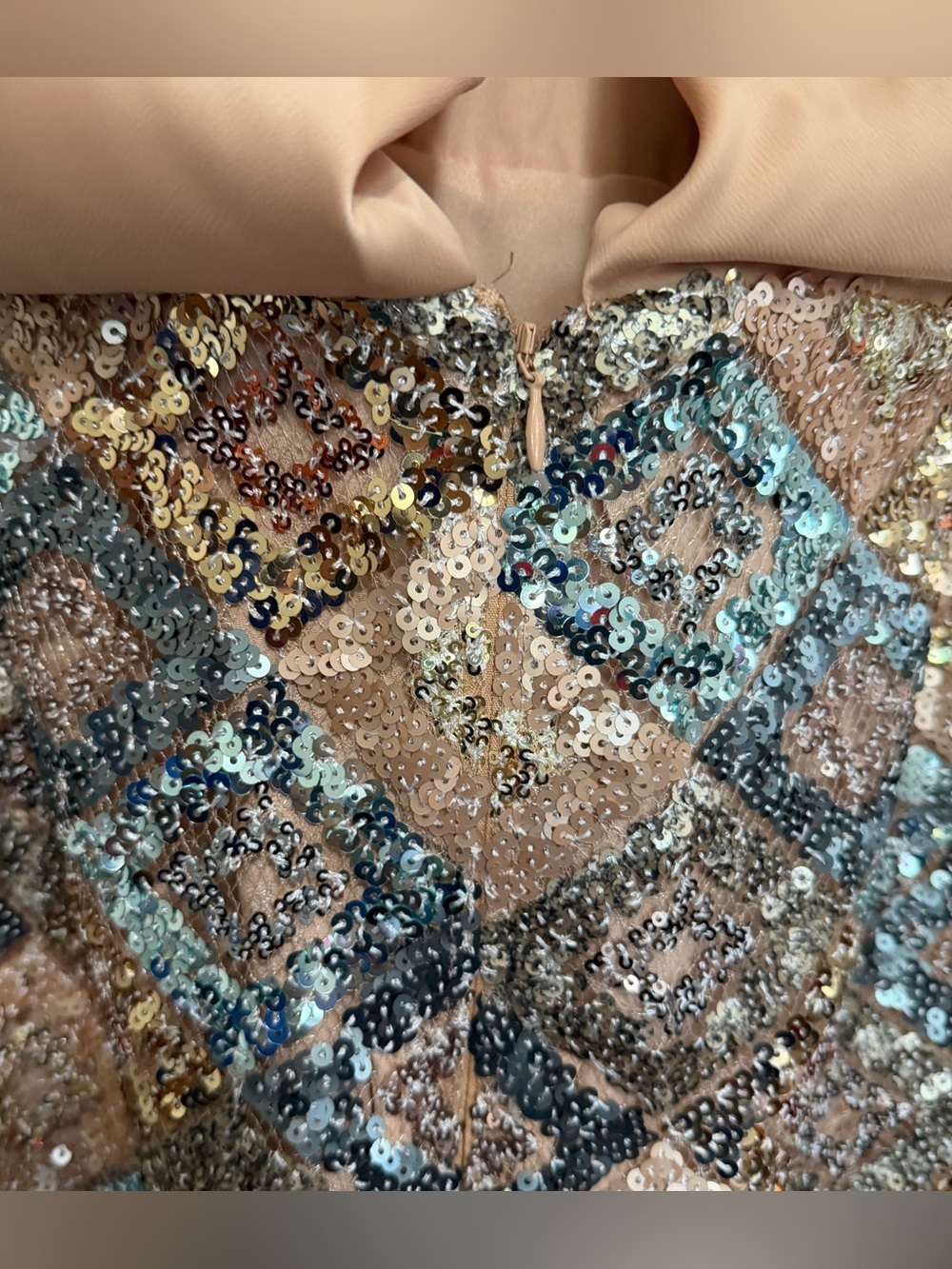 ASOS Silver Copper Swoop Neck Sequin Open Back Dress Size 8, NWT - Picture 10 of 14